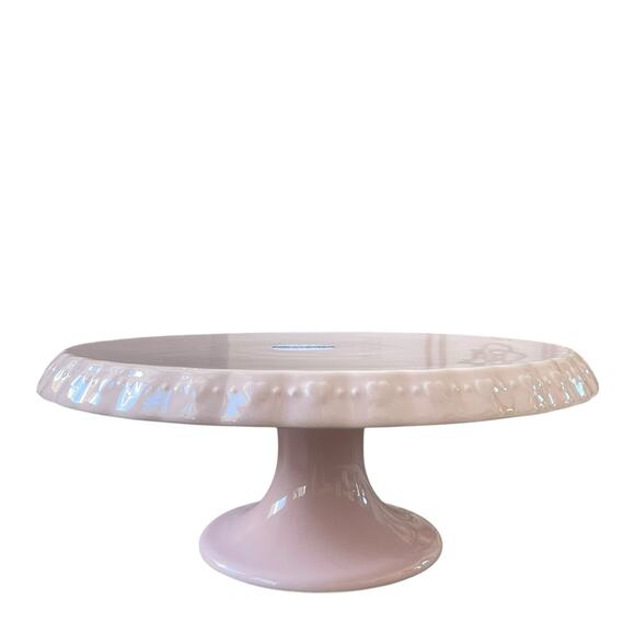 Pastel Pink Valentines Heart Embossed Pedestal Cake Stand Made in Portugal New - Picture 14 of 16